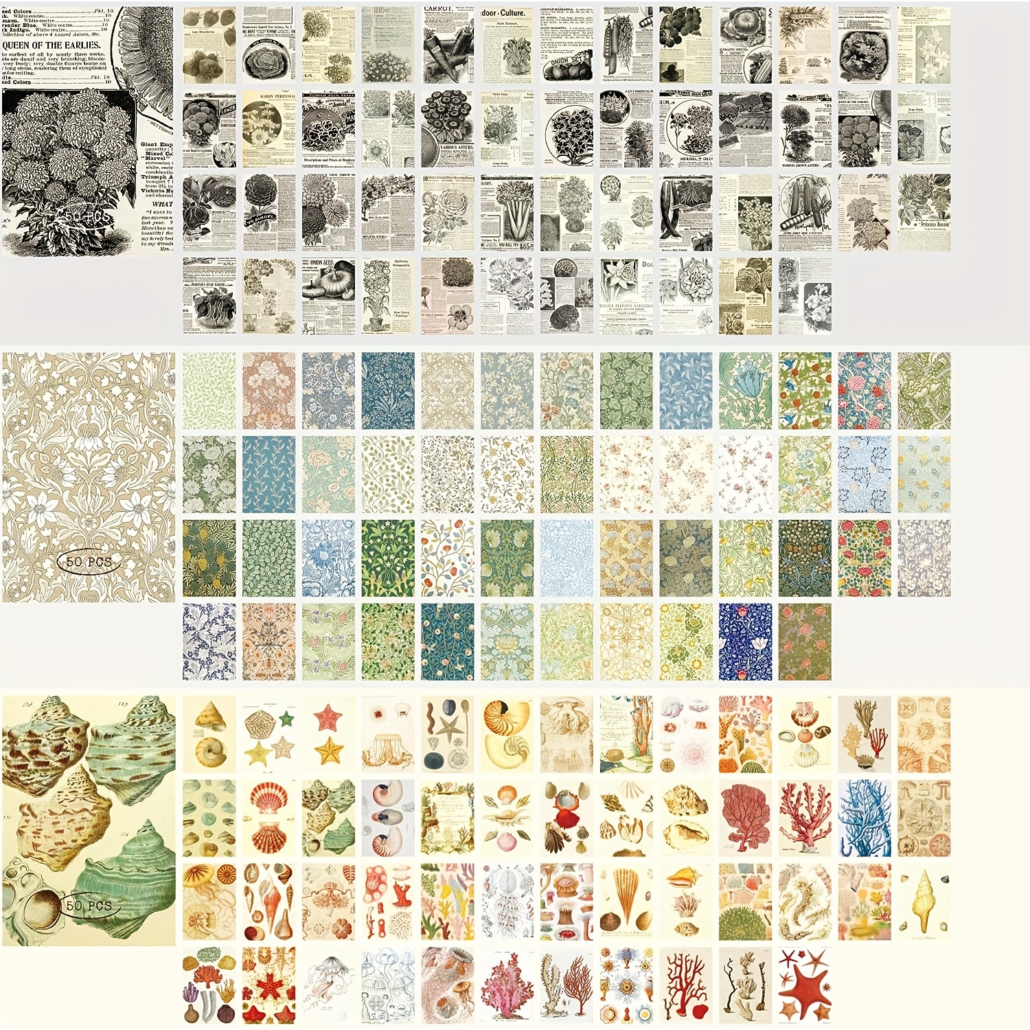 Vintage Washi Stickers for Scrapbooking, 325pcs Ephemera Sticker Book for Adults Aesthetic Bullet Junk Journal Supplies Wanafly Flower Butterfly
