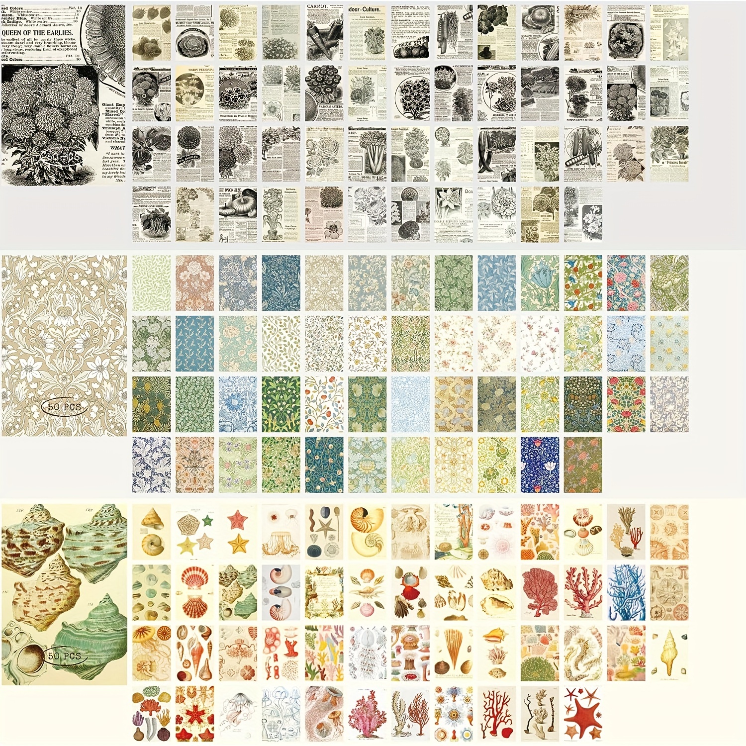 IFSAYART Vintage Aesthetic Scrapbook Stickers Pack - 300PCS Plant Flower  Mushroom Washi Stickers For Journaling Supplies Art Bullet journals  Planners Gift Card Making DIY Decorative Retro Decals