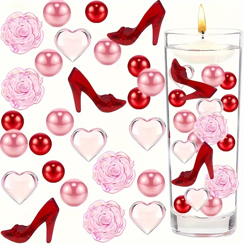 Valentine's Day Vase Fillers Heart Shaped Pearls Set Lips - Temu