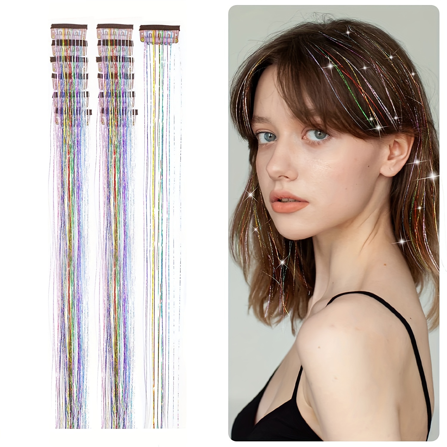 Pack de 6 mèches de tinsel pour cheveux extensions de - Temu France