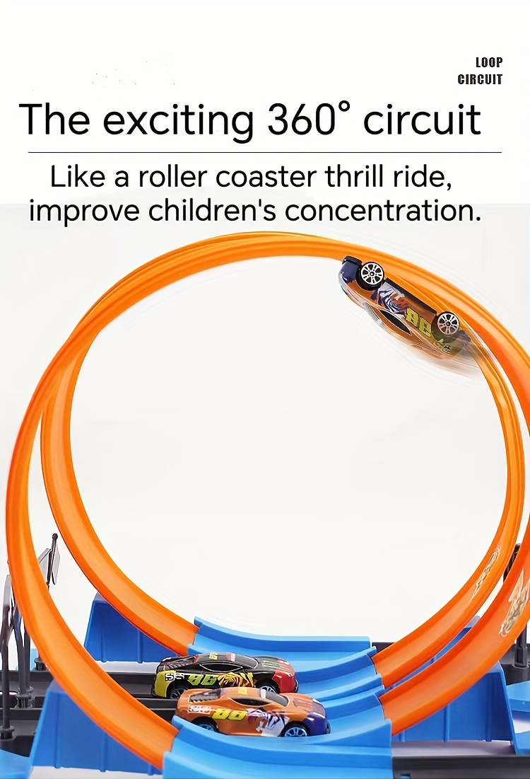 childrens combination set track car three ring roundabout track little sports car boy alloy sliding racing toy details 4