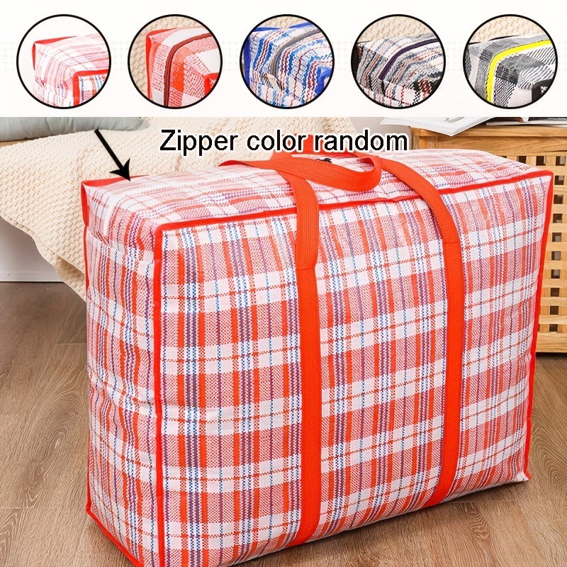 Stripe Woven Bag Large Capacity Storage Moving Bags Clothes Quilt