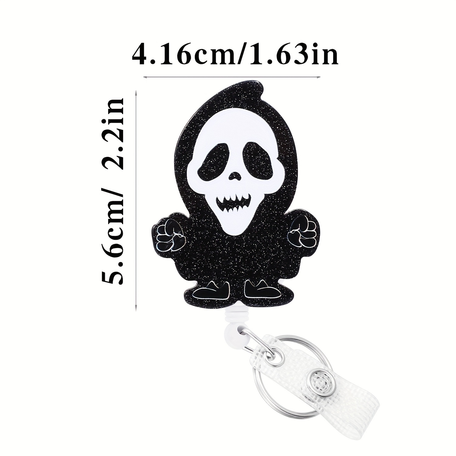 Cartoon Halloween Skull Face Badge Reel Retractable Nurse Id - Temu