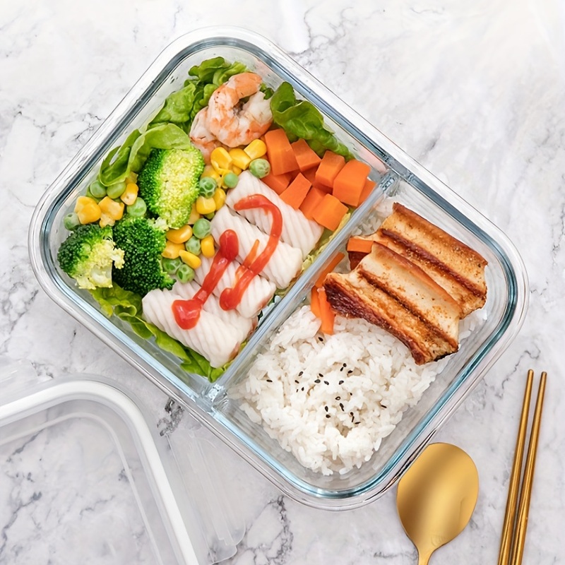 1pc 1040ml Glass Lunch Box Glass Meal Prep Containers Glass Food
