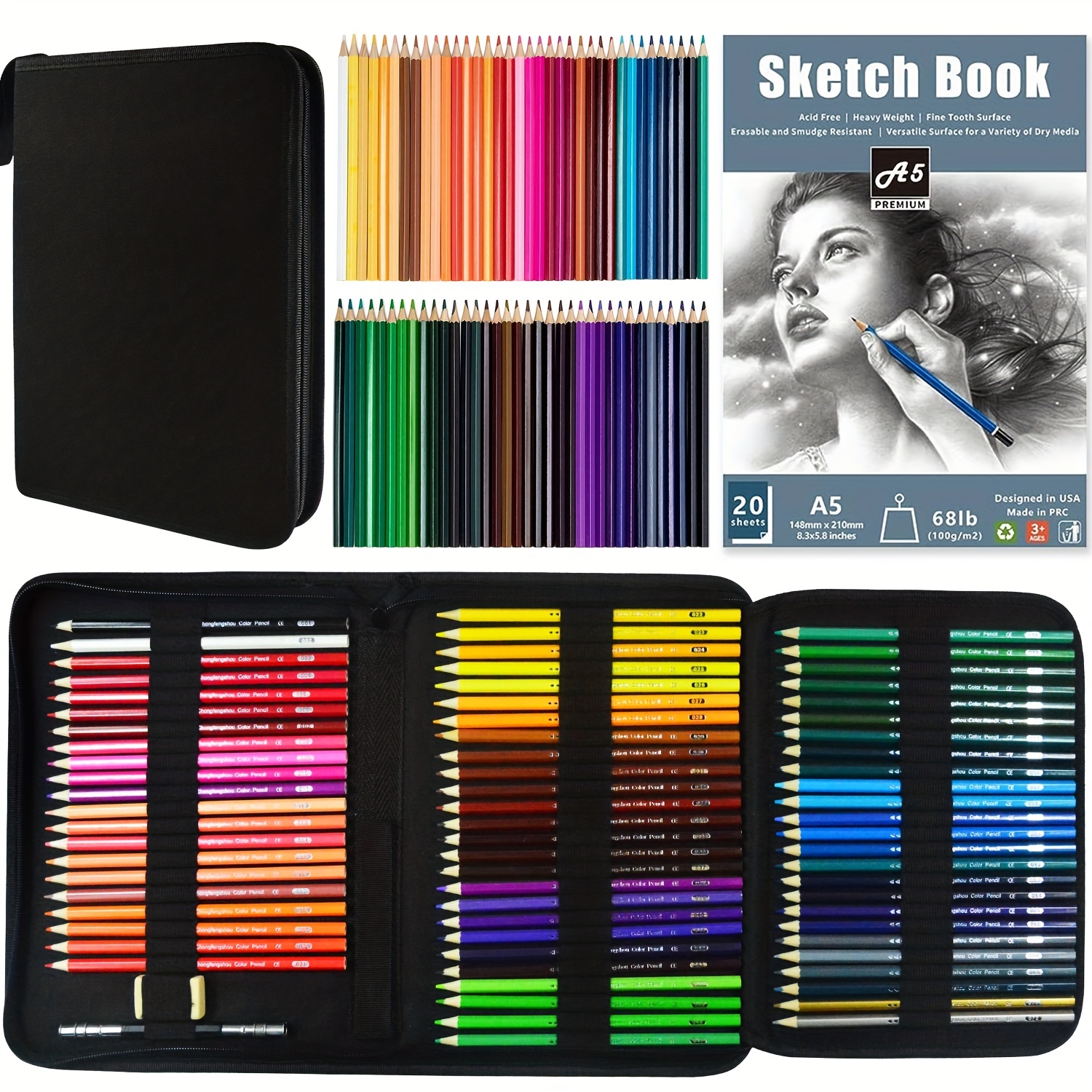 Ccfoud 72 Colored Pencils Kit, Art Supplies For Adult Coloring, Oil Based  Soft Core, Ideal For Coloring Sketching Shading, Art Pencil Set For Kids Tee