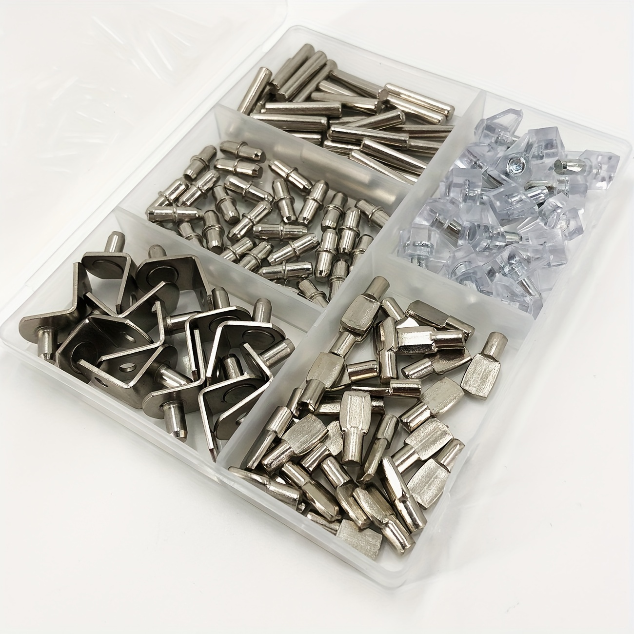 104Pcs Shelf Pins Kit,4 Styles Nickel Plated Shelf Support Pegs,Bookshelf  Pegs for Shelves,Cabinet Shelf Bracket Pegs Shelf Pins Holders for Kitchen  Furniture & Closet (5mm & 1/4inch) : : Home & Kitchen