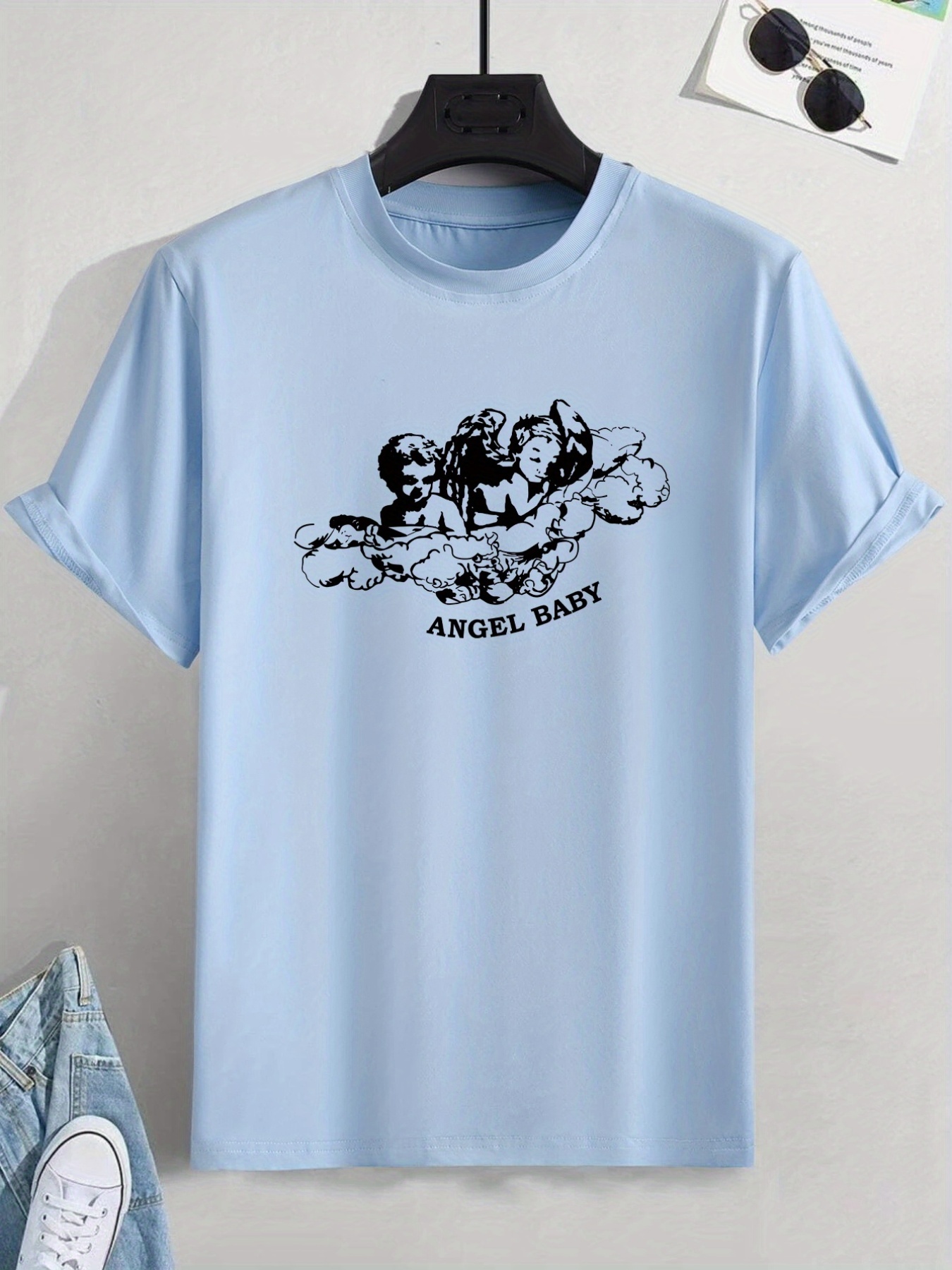 Baby blue 2024 angel shirt