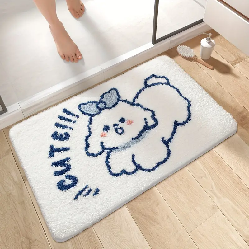 Cartoon Dog Pattern Bath Rug Soft Non slip Absorbent - Temu