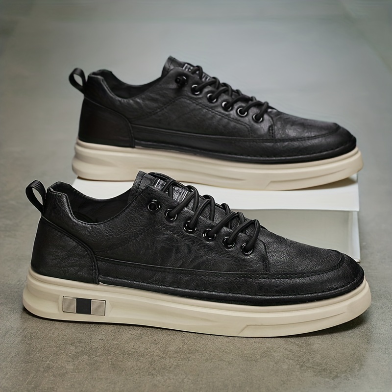 Mens Pu Leather Skate Shoes With Good Grip Breathable Lace - Temu Australia