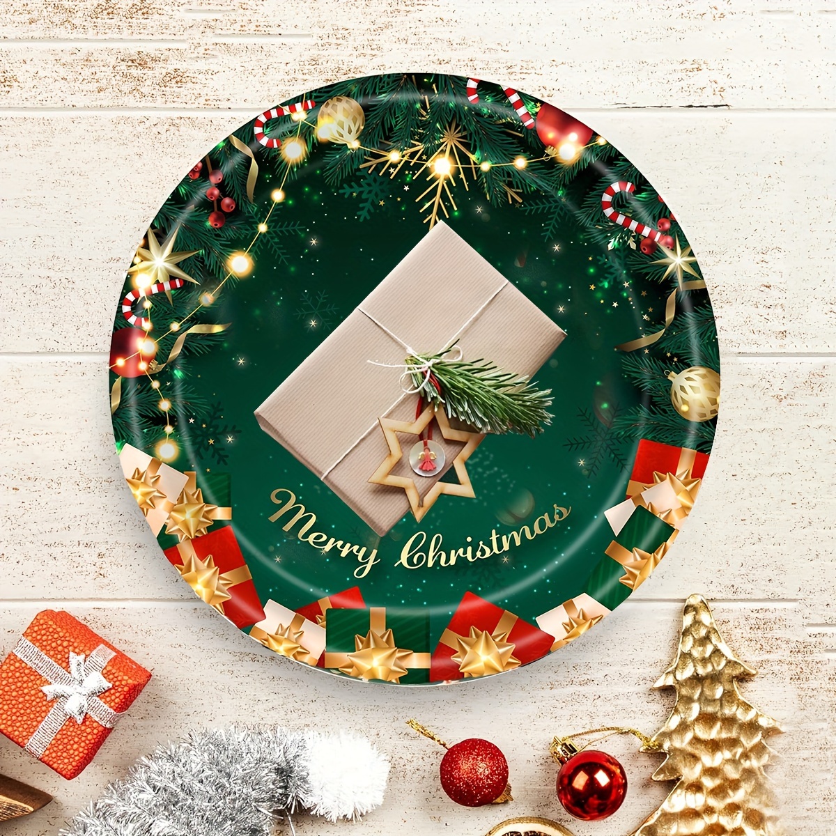 Christmas Party Decoration Supplies Disposable Paper Plate - Temu