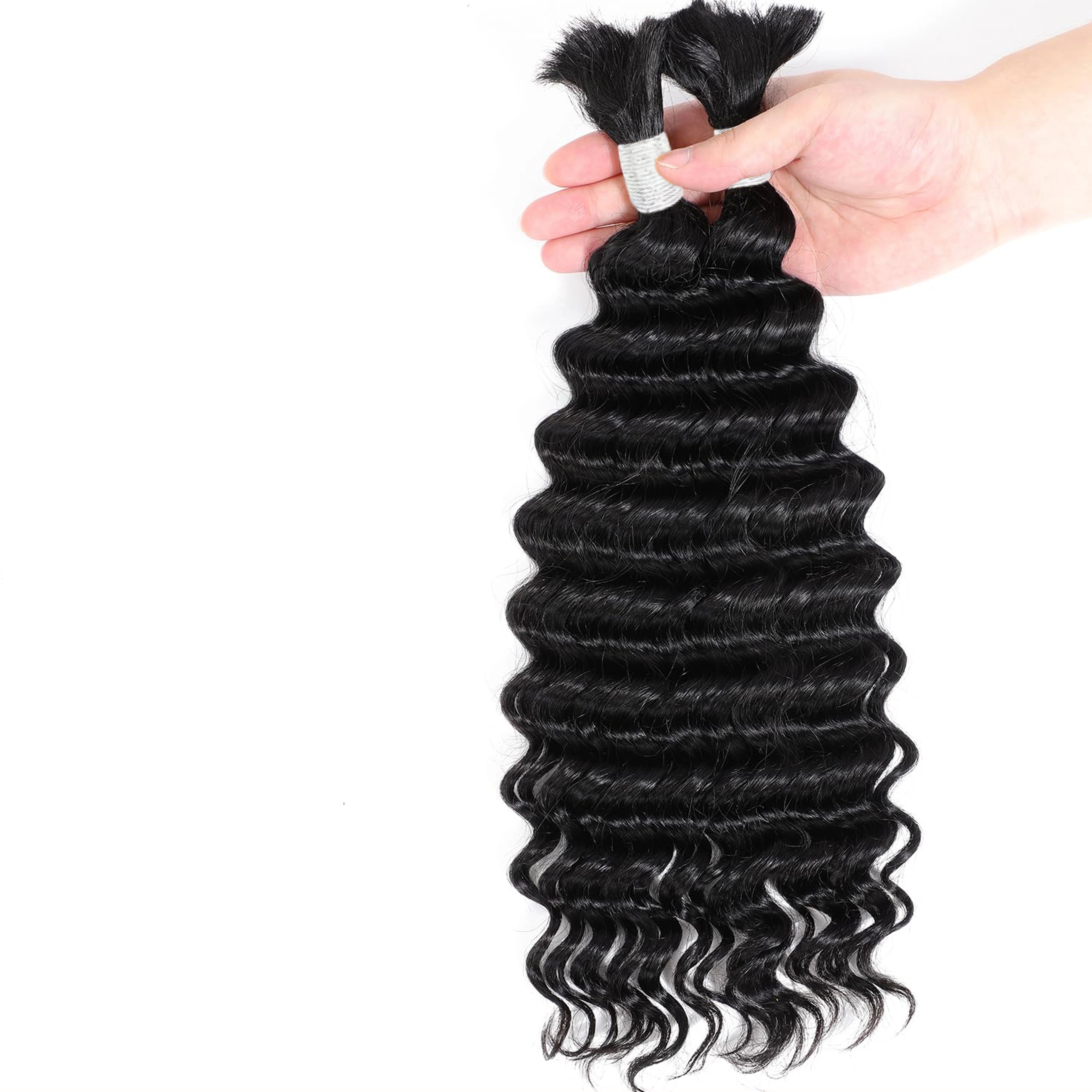 Deep Wave Bulk Human Hair For Braiding No Weft 3.53oz (1 Pack-2 Bundles)  100% Unprocessed Brazilian Virgin Braiding Human Hair Extensions Micro  Braidi