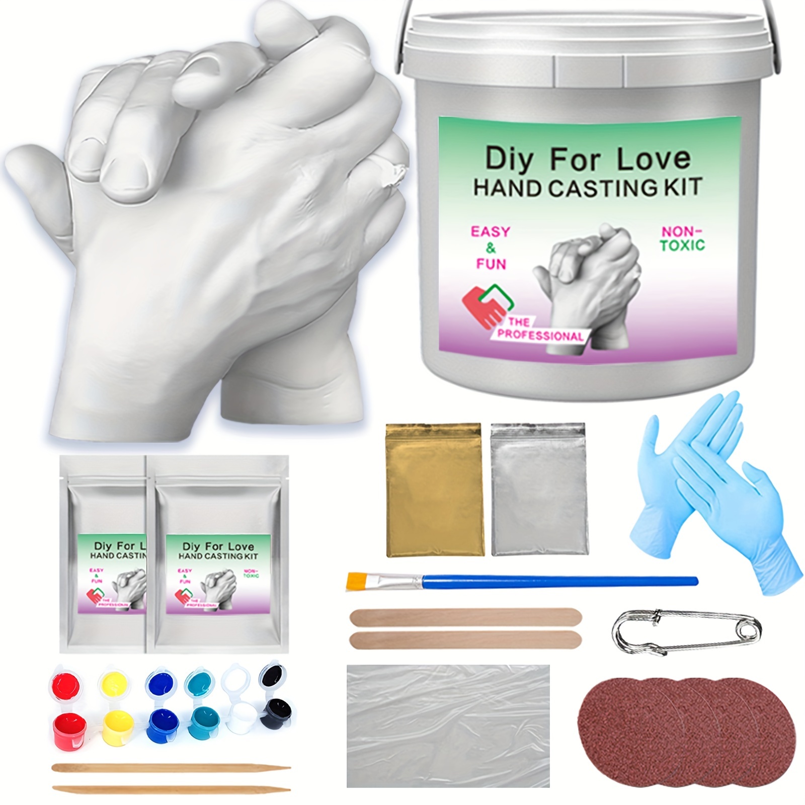 Hand Casting Kit Couples & Hand Molding Kit for Adults, Keepsake Hand Mold Kit Couples for Holiday Activities, Wedding, Couples Gifts - 3 Paint