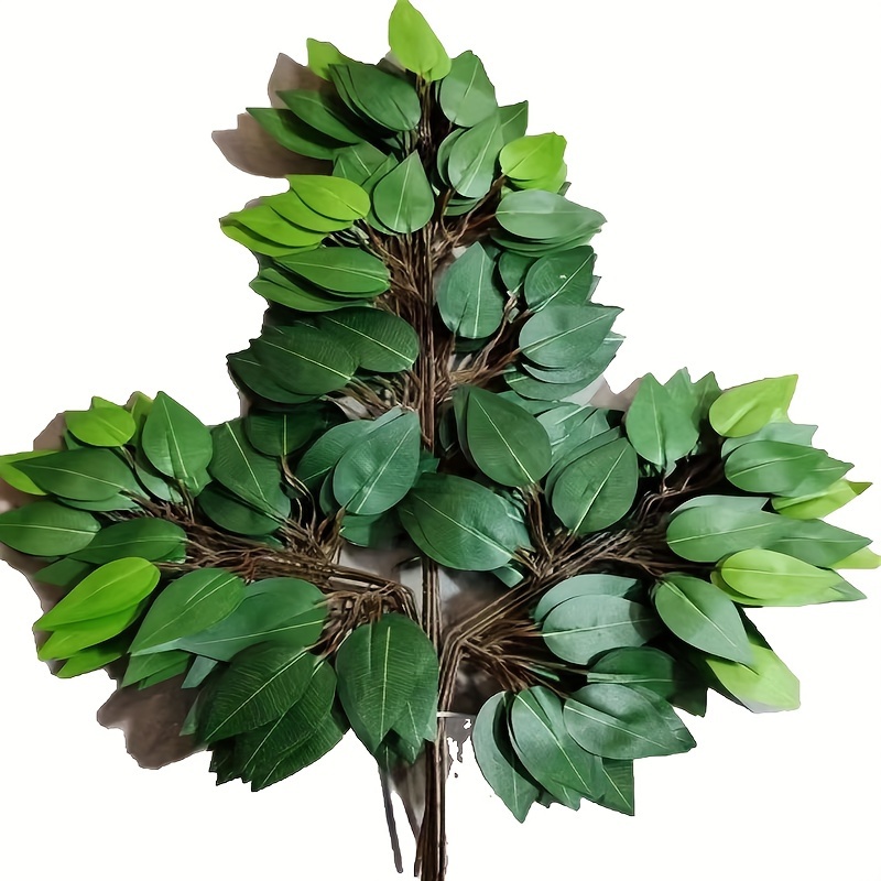 

8 Pcs Artificial Leaves Banyan Leaves Landscape Greening Engineering Landscaping Decoration Simulation Plants Suitable For St Patrick's Day Easter Decor, Aesthetic Room Décor, Spring Home Déco