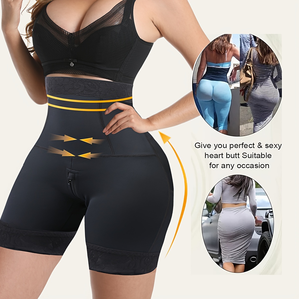 1pc Women's Stretchy Bodysuit Shapewear With Open Crotch, Abdomen Control  And Butt Lifter, Suitable For Daily Wear