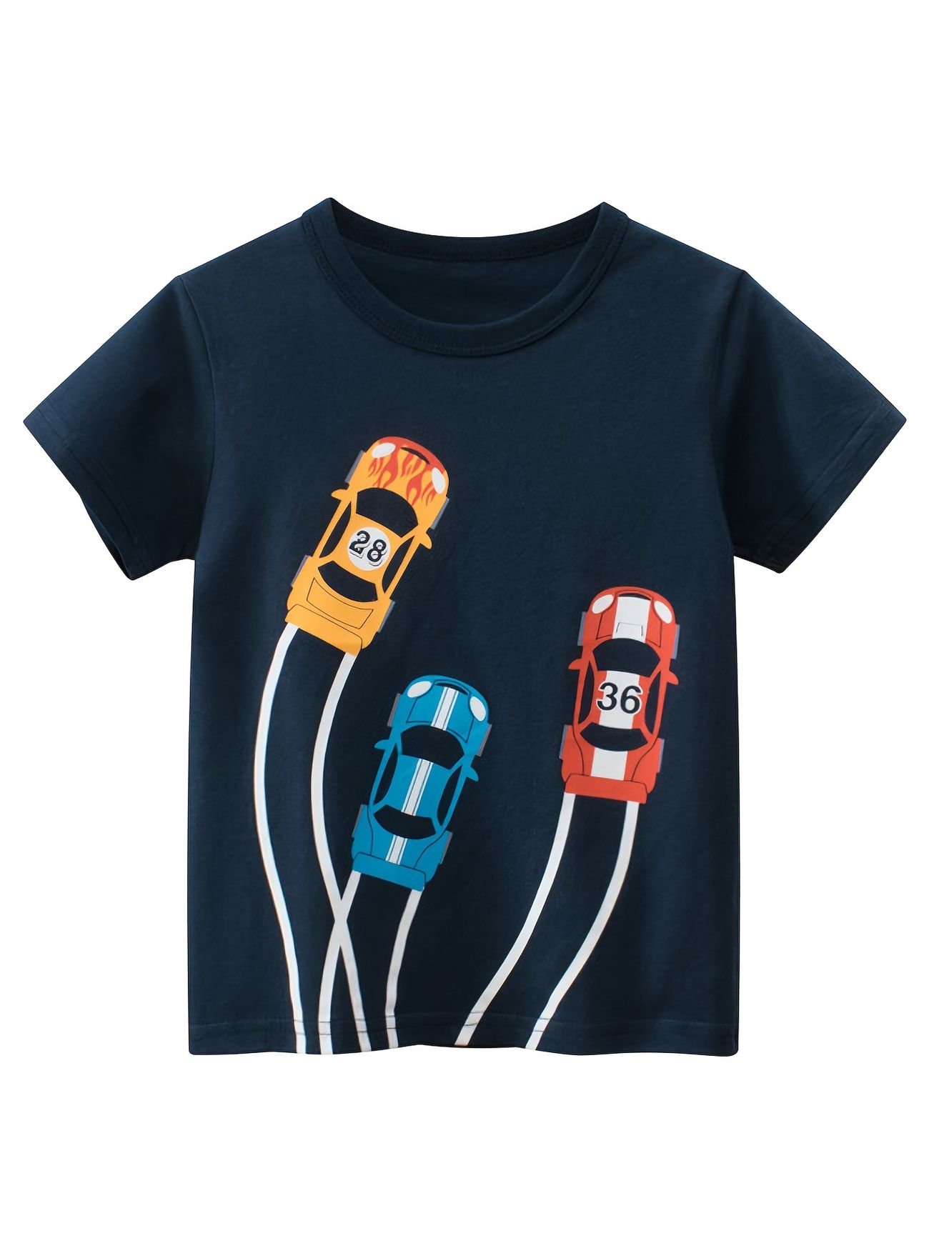 Boys Cartoon Cars Print Casual Short Sleeve Crew Neck Pull On Tops T Shirt Summer  Clothes - Clothing, Shoes & Jewelry - Temu