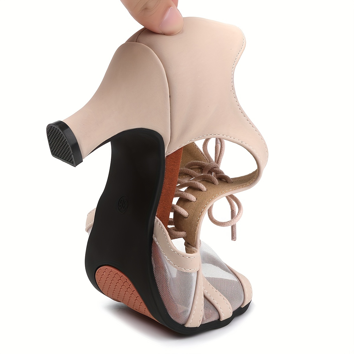 Women's Mesh Breathable Medium Heel Dance Sandals Latin Dance Shoes