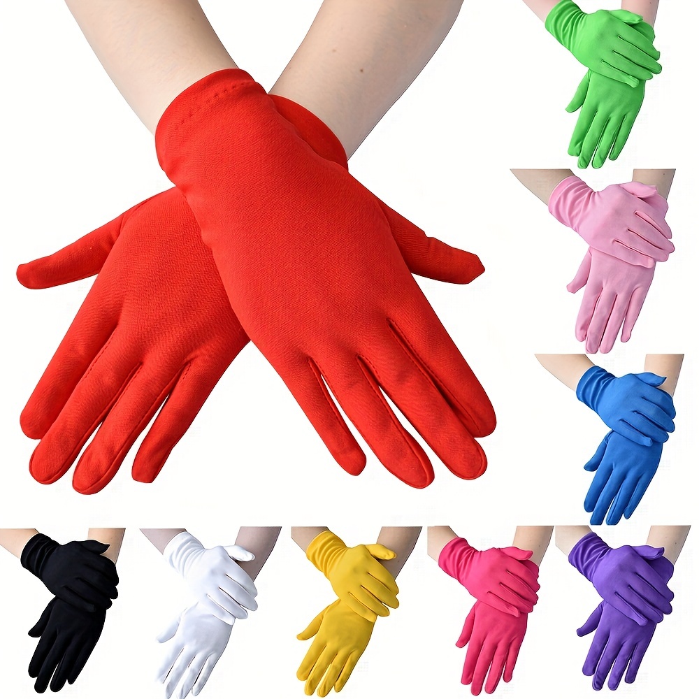 Comprar 1 par de guantes de algodón blancos con etiqueta para hombres y  mujeres con dedos completos, camareros y conductores