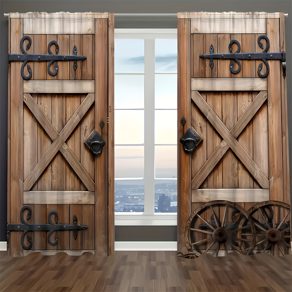 Farmhouse Rustic Barn Door Curtain Privacy Protection - Temu