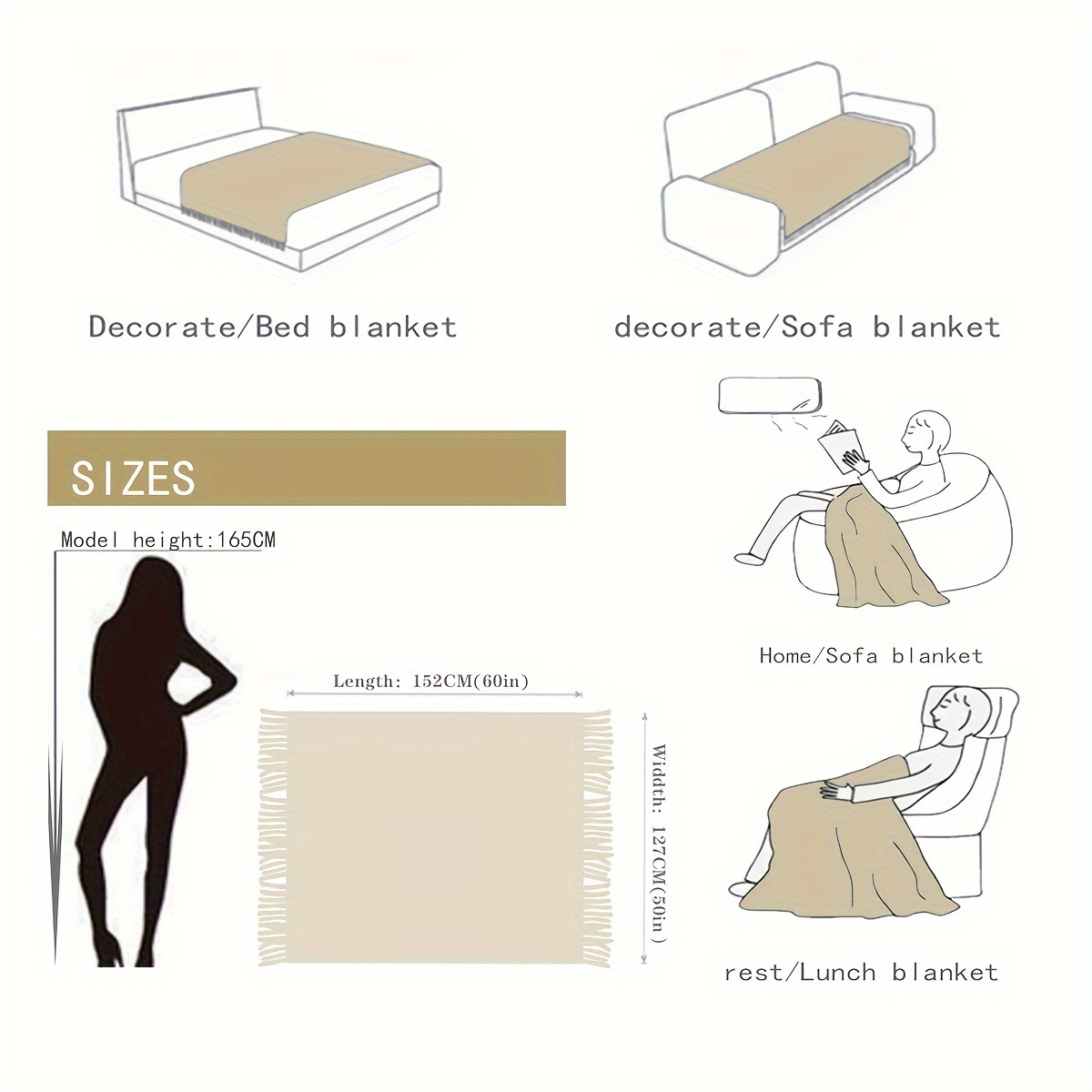 Multi-functional Cover Blanket, Sofa Blanket, Blanket, Blanket, Bed Runner Blanket, 1pc