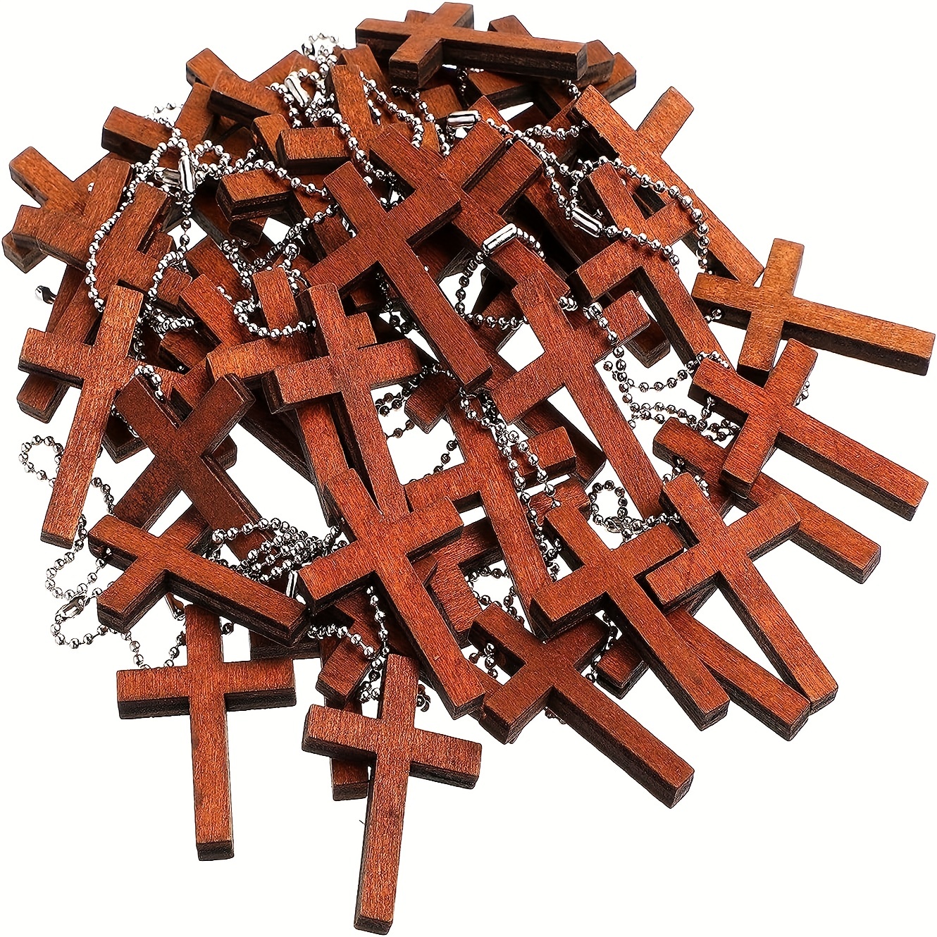 150Pcs/Box Dyed Wood Cross Pendants Wooden Charms Crafts for DIY Jewelry  Making