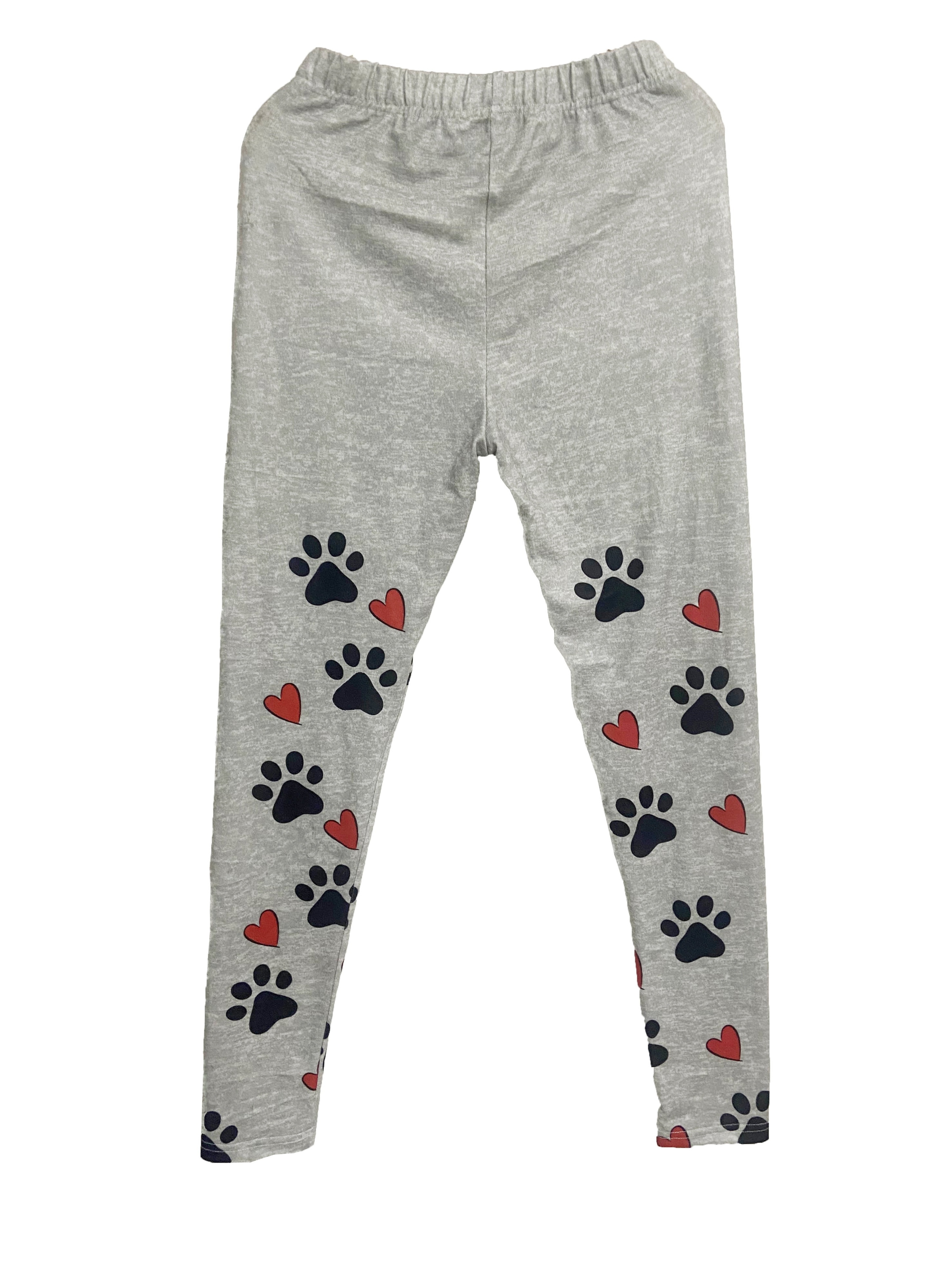 Paw & Heart Print Skinny Leggings, Casual Every Day Stretchy Leggings,  Women's Clothing