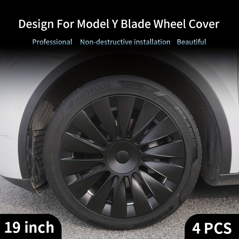 4pcs Hubcap Wheel Cover For For Model Y 19 Inch Blade Hub Cap Full Rim Cover