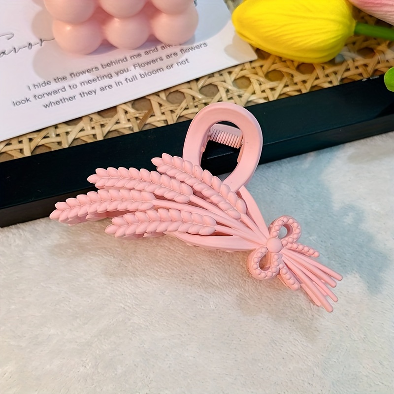 Frosted Hair Claw Wheat Ears Shaped Nonslip Shark Claw For Ponytail