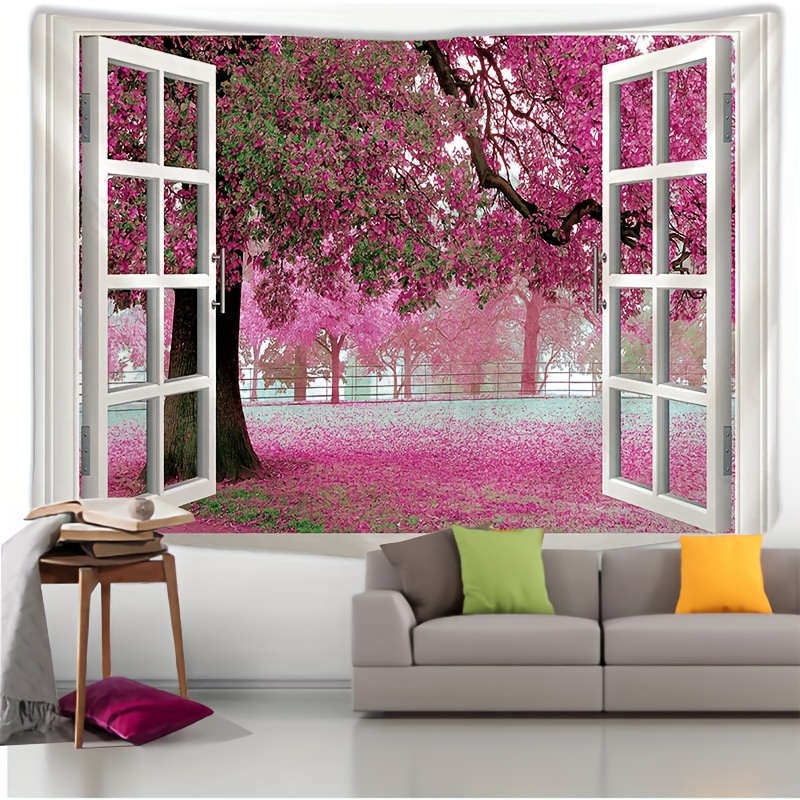 1pc Cute Fashion Landscape Scenic Windows Tree Tapestry For Living Room  Bedroom Home House Decor Aesthetic Decor Wall Hanging Wall Art Tapestry  Home D