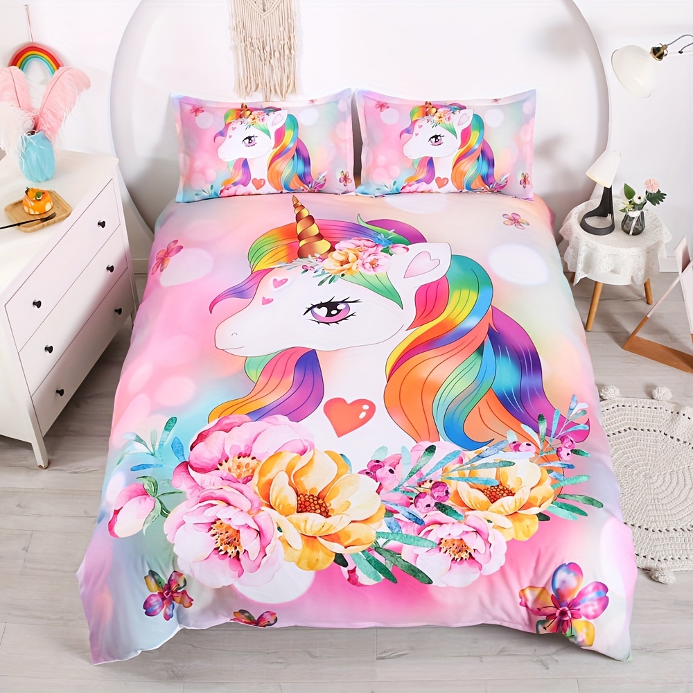 Unicorn Rainbow Unicorn Double Duvet Set Unicorn Duvet Kids Single