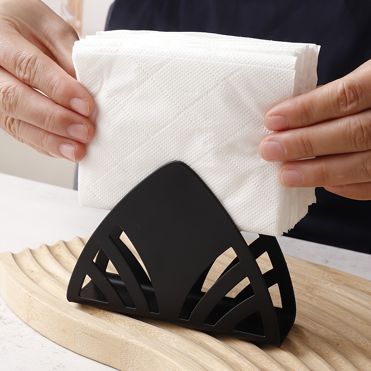 1pc, Tissue Rack, Nordic Vertical Paper Towel Holder, Metal Storage Paper  Towel Holder, Creative Hollow Paper Towel Holder, Black Western Restaurant H