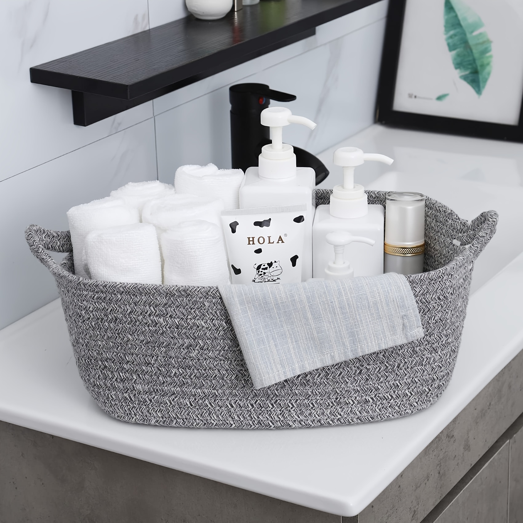 Small Basket Storage Baskets Bins Shelf Baskets Book Baskets Felt Storage  Bin White Baskets for Organizing Toys Pet Toys Dippers Towels Toilet Cute