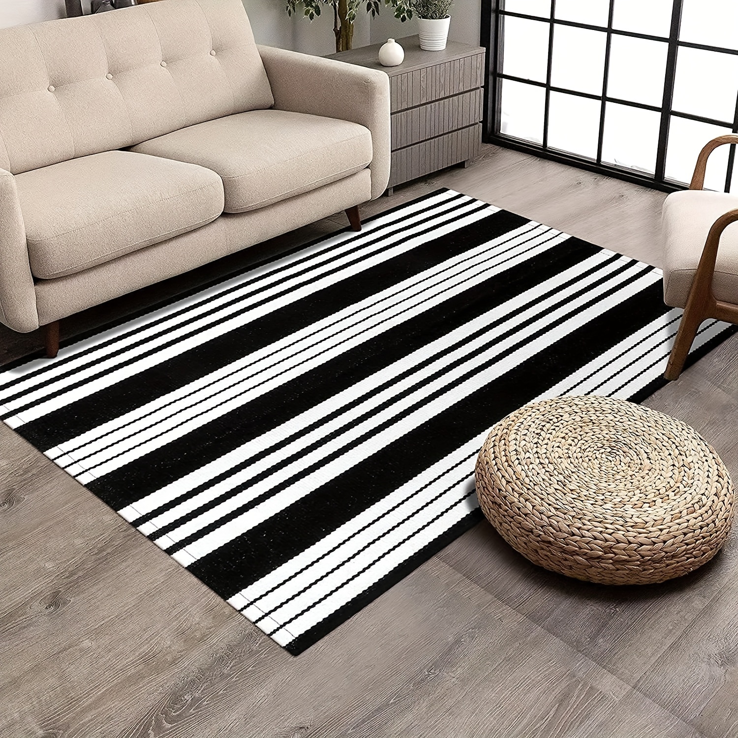 Bottalive Black and White Striped Area Rug 275 x 43 Front Porch Rug Cotton Hand-Woven Outdoor Rug for Layered Door Matsfarmhouseentry Waywelcome Door