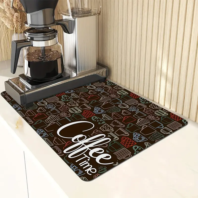Absorbent Dish Drying Mat Vintage Style Kitchen Counter Mat
