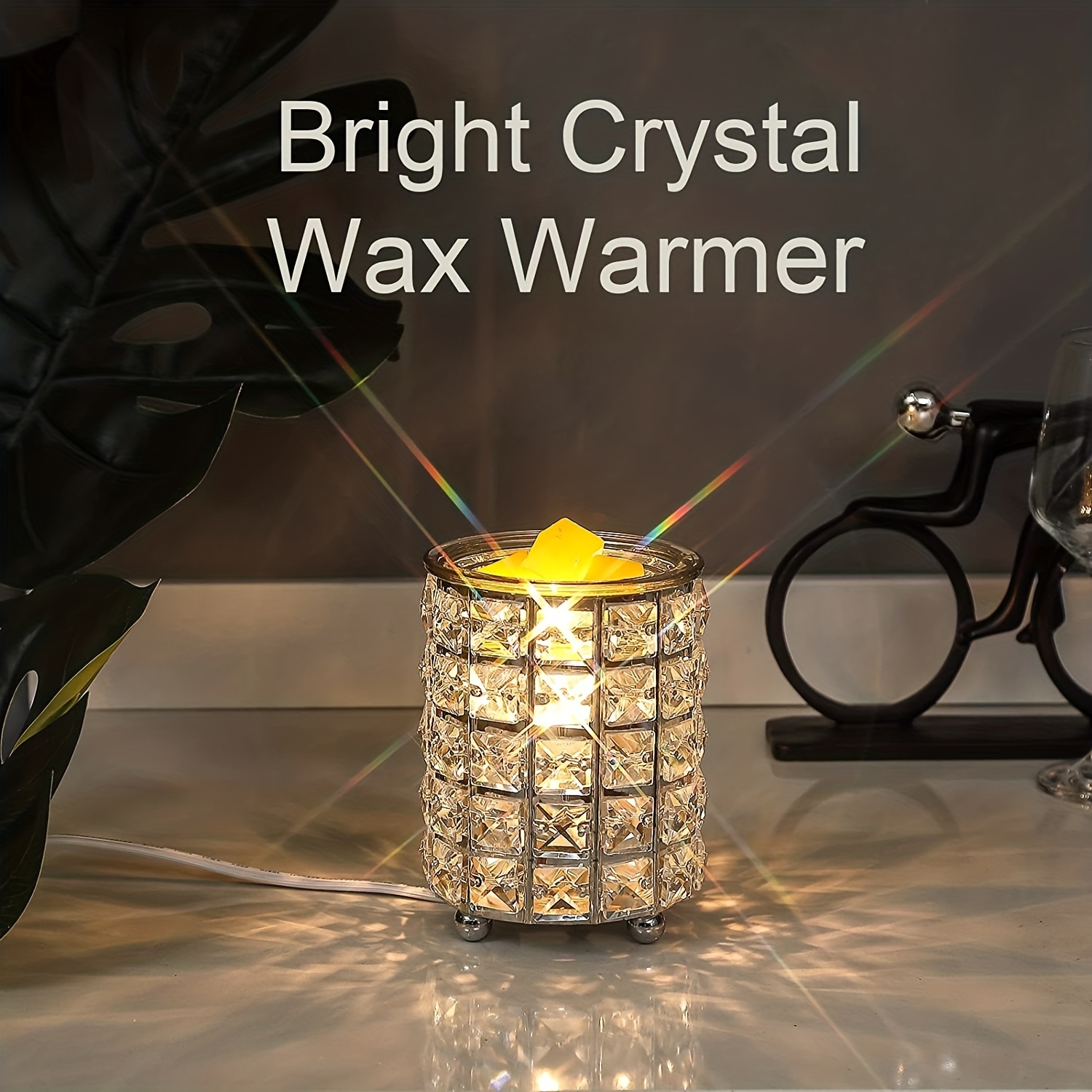 Brûleur à cire électrique, brûleurs électriques à cire fondue Lampe  d’aromathérapie en verre en forme de cœur 3d, Wax Melter Essential Aroma  Light