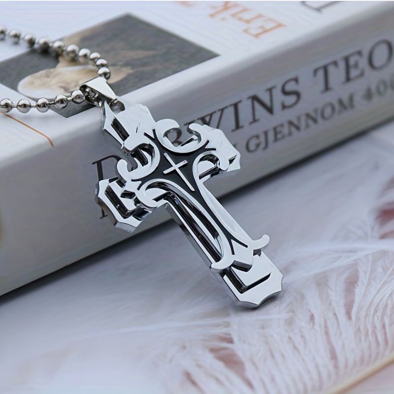 Three Layer Metal Cross Necklace