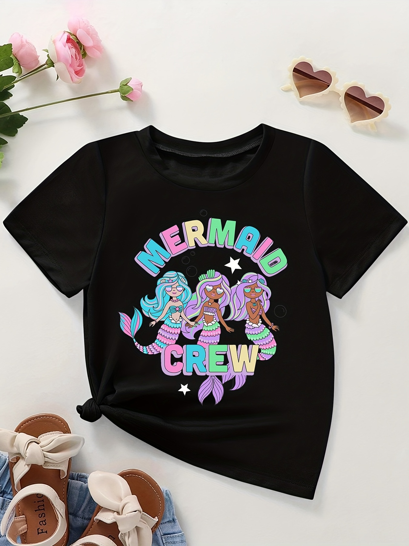 Camiseta Gráfico Sirena Hermanas Dibujos Animados Niñas - Temu Spain