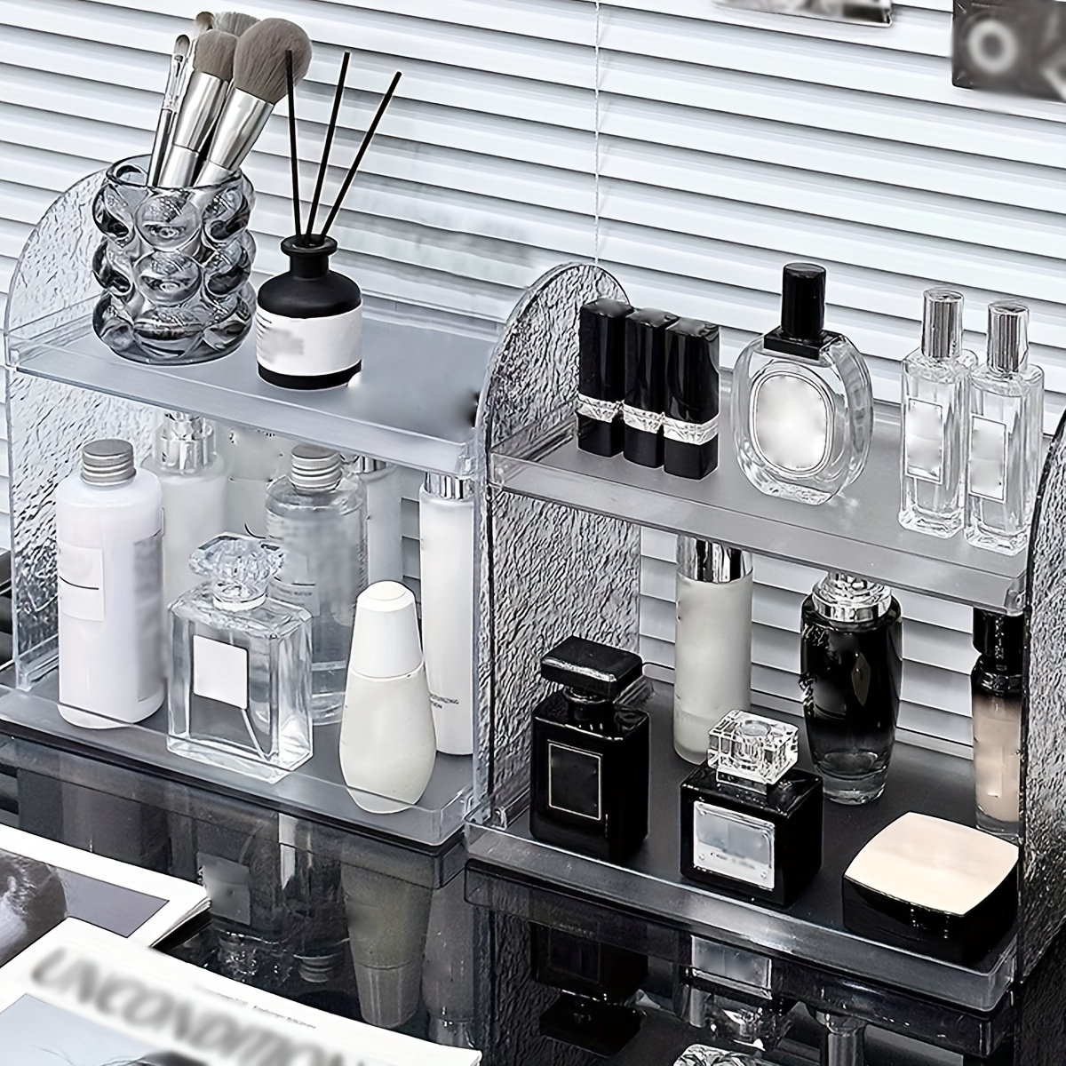 Acrylic Bathroom Storage Holder Metal Skincare Makeup Organizer Rack  Cosmetic Shampoo Cabinet Shelf New Arrival Free Shipping
