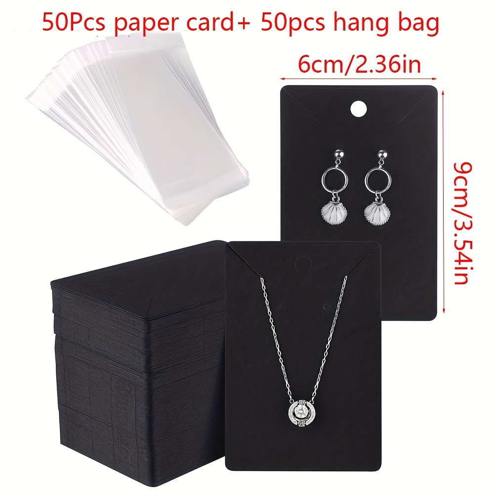 50Pcs Earring Display Cards Necklace Display Cards with 50Pcs Self