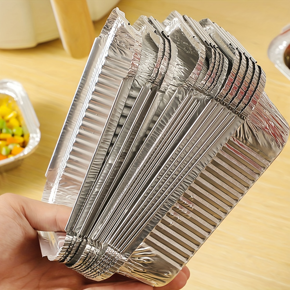 10Pcs Rectangular Tin Foil Tray Disposable Food Container BBQ Cake