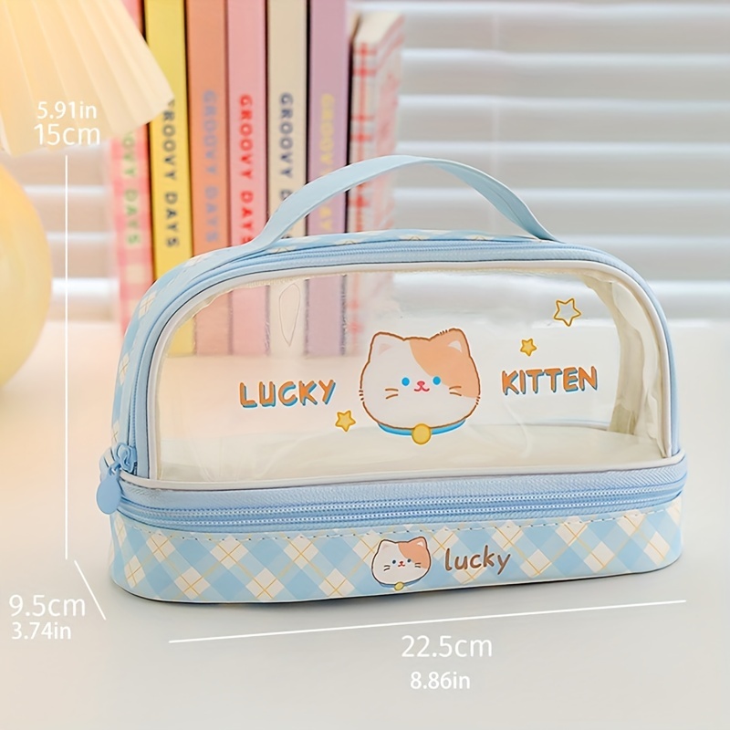 Cute Pencil Case Kawaii Pencil Case Aesthetic Large Capacity Pencil Case  with Accessories Pencil Pouch for Girls (Off White-B)