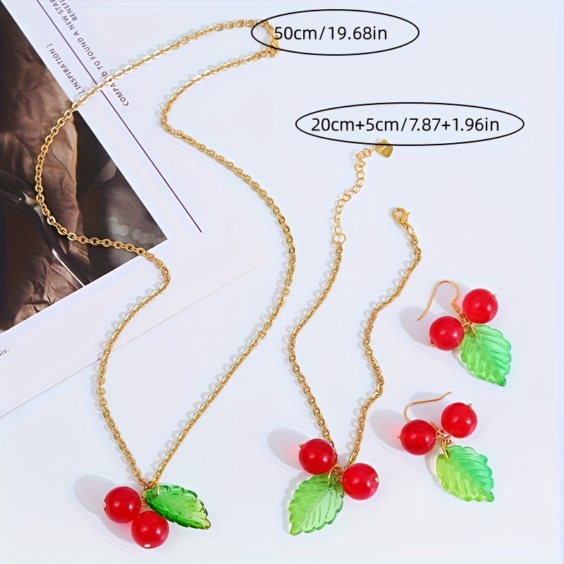 4pcs Earrings + Necklace + Bracelet Coquette Style Jewelry, Jewels Set Made of Beads Match Daily Outfits Sweet Gift for Female,Temu