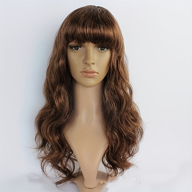 Long Wavy Brown Synthetic Wig for Halloween Cosplay Party