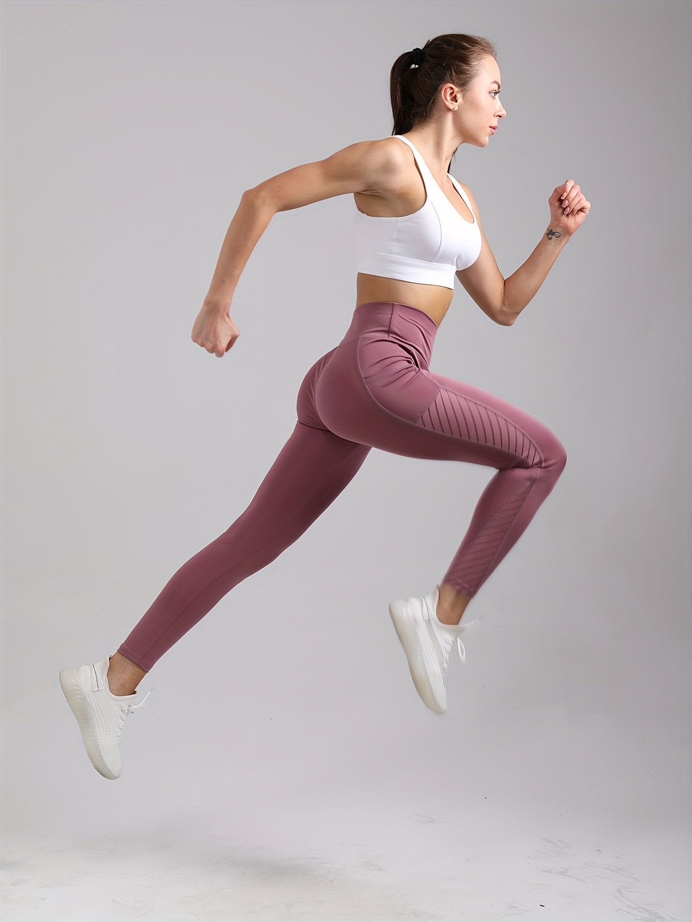 Women's Black Mesh Leggings Pocket Hip Lifting Slimming Yoga - Temu Canada