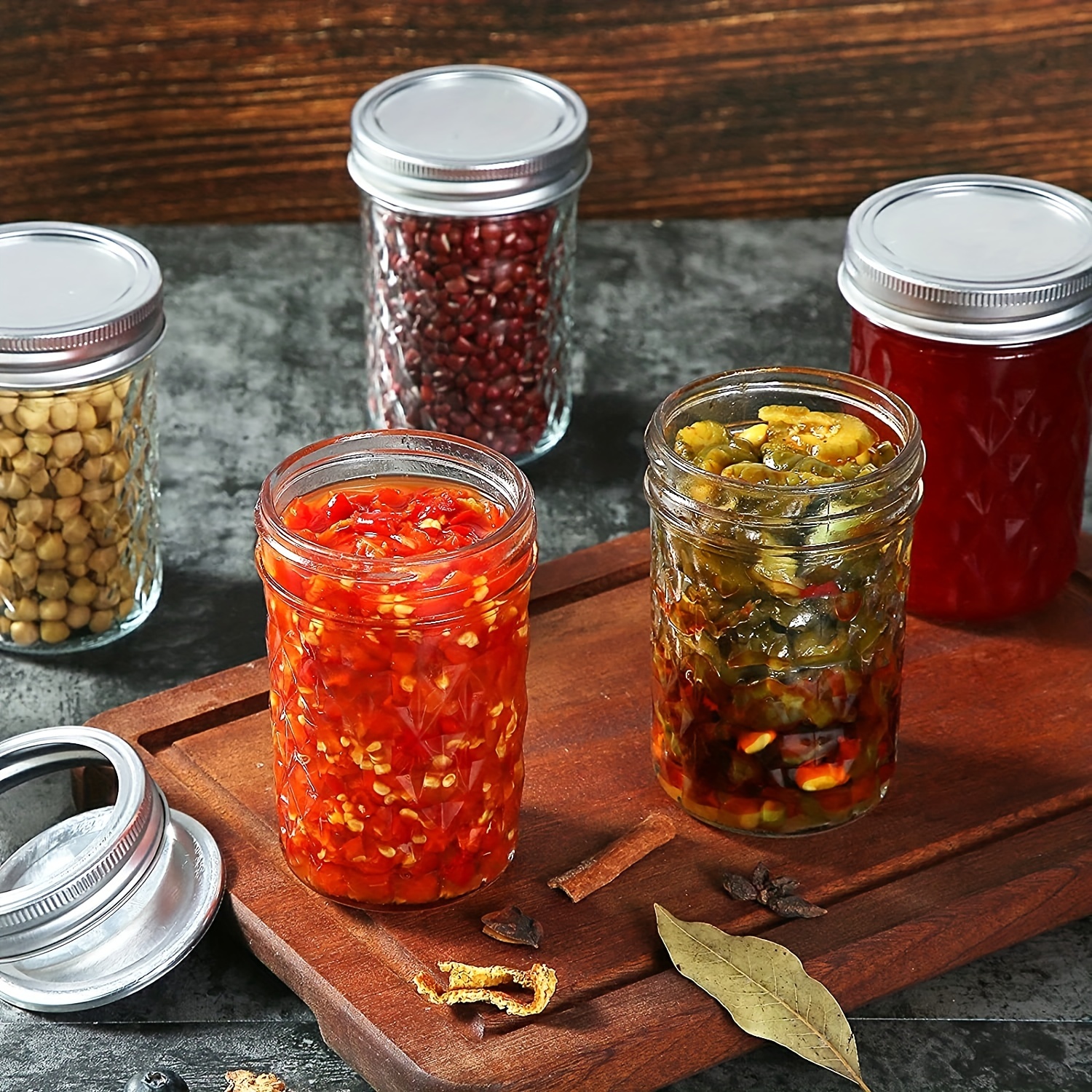 Glass Bottle Sealed Jar For Kitchen Food Pickle Fruit Canned Transparent  Big Mouth Jam Bottle Storage Jar Household