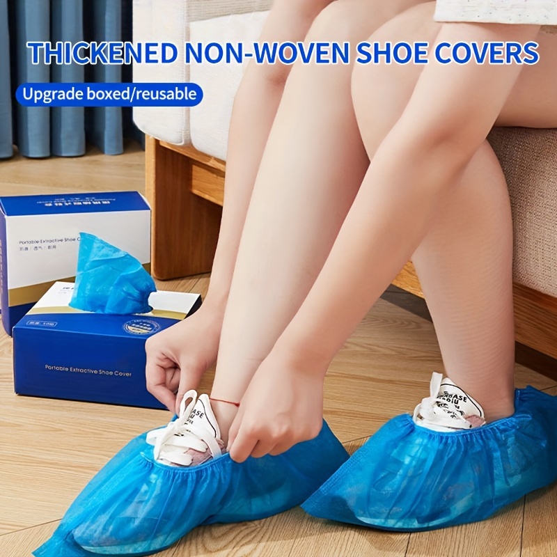 COUVRE-PIED, Blue-200pcs--Couvre chaussures Non tissés réutilisables,  couvre chaussures épais jetables, anti poussière, antidérapant