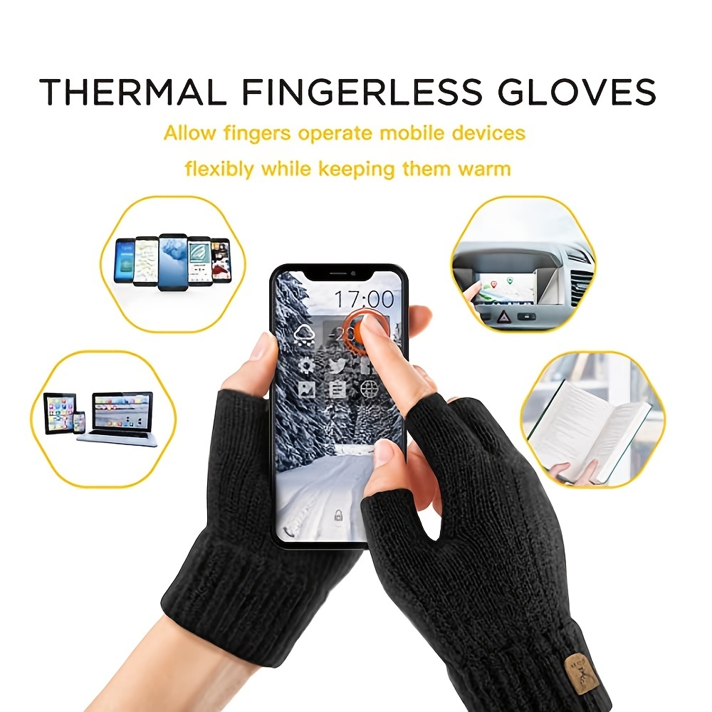 Guantes sin dedos, guantes de medio dedo, guantes de punto cálidos