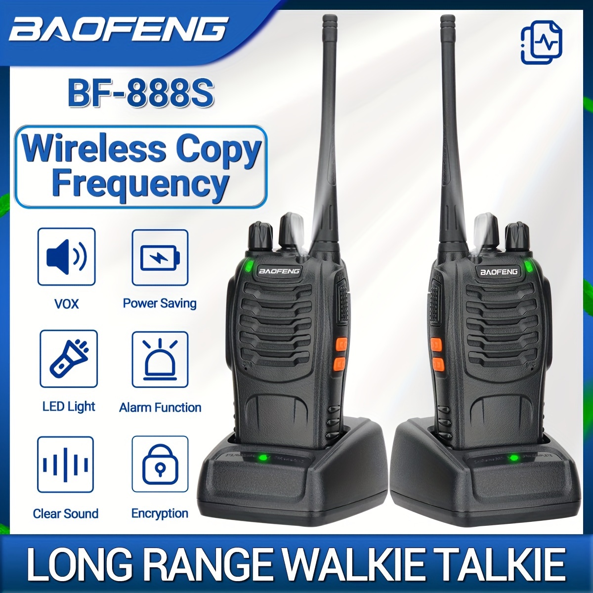BAOFENG Walkie Talkies Long Range For Adults With Earpieces, Wireless  Frequency Copy Rechargeable Transceiver Walky Talky With Flashlight  Handheld Two