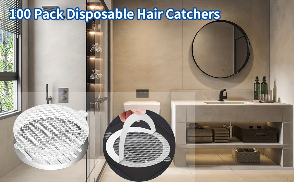  100 Pack, Disposable Shower Drain Hair Catcher Mesh Stickers