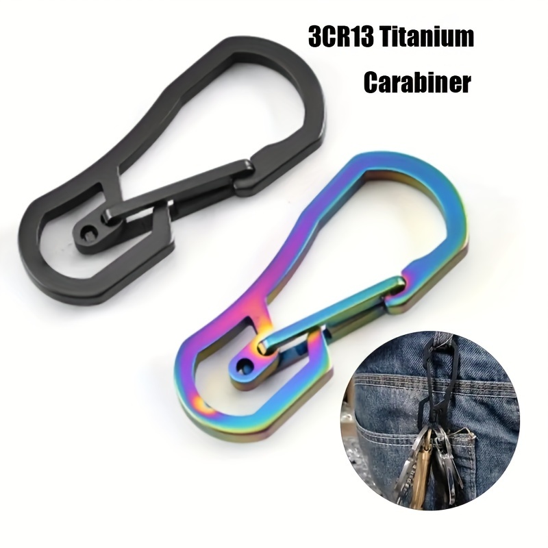 6pcs Mini Titanium Locking Carabiner,small Sturdy D-ring Keychain Clip For  Indoor Outdoor Backpack