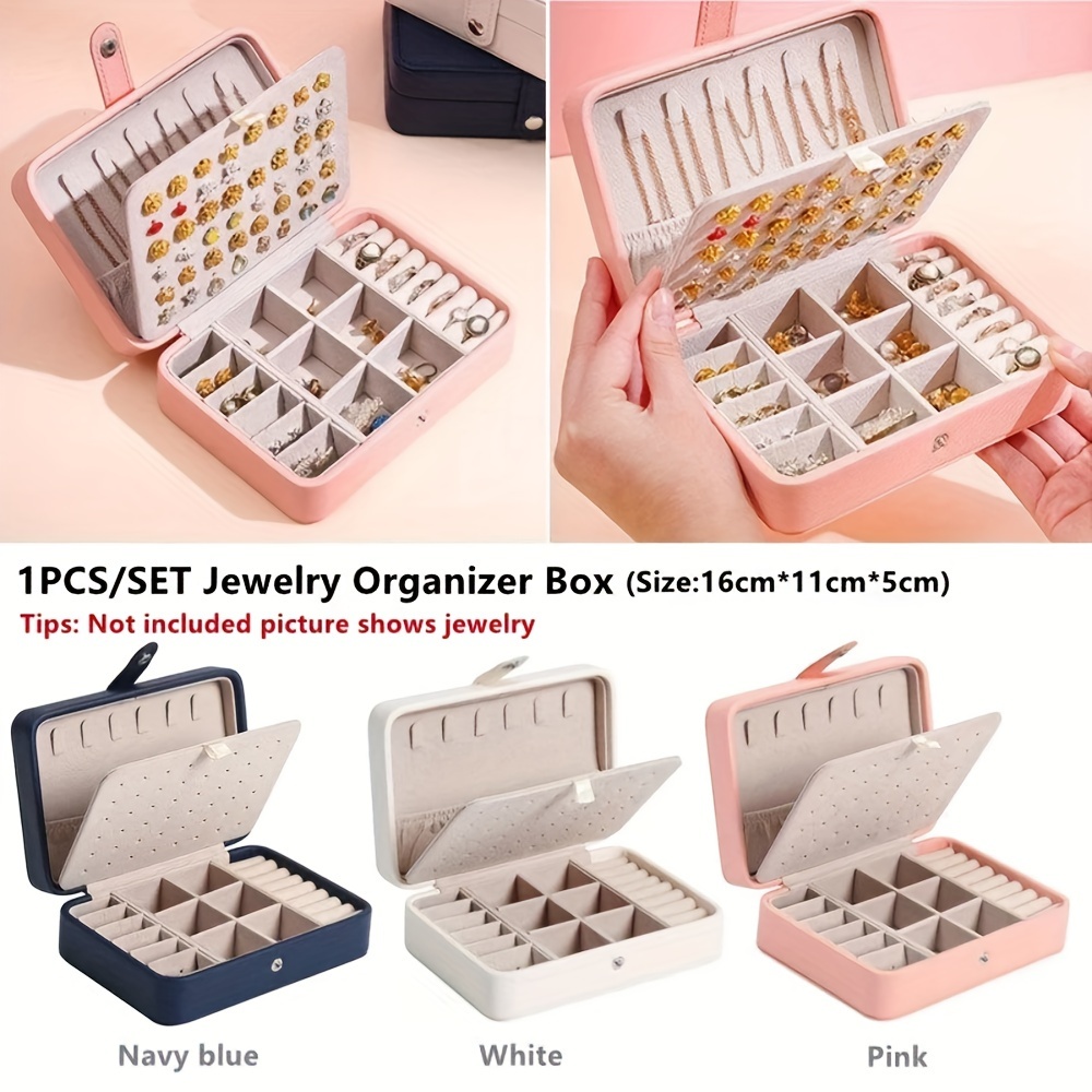 Double Layer Pu Leather Jewelry Storage Box With Lock - Temu